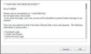 This Mac computer is BLOCKED pop-up scam